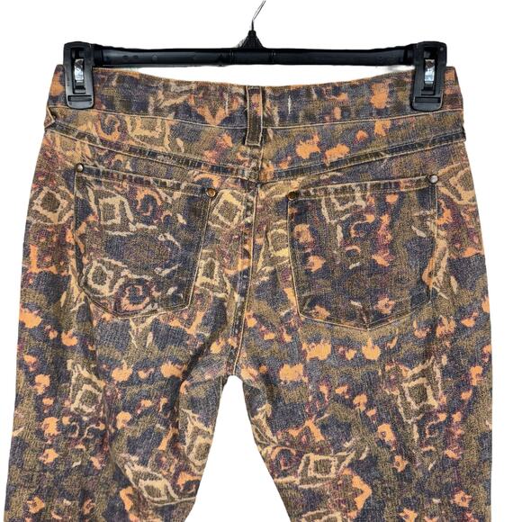 Free People SZ 28 Tribal Ankle Jeans Zip-Fly Low-Rise Pockets Skinny Leg Multi - Picture 5 of 9